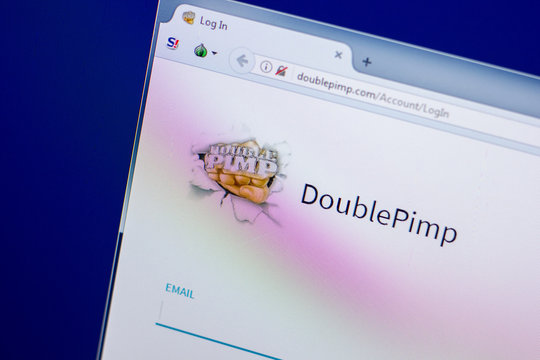 Ryazan, Russia - April 16, 2018 - Homepage of DoublePimp on the display of PC, url - doublepimp.com.