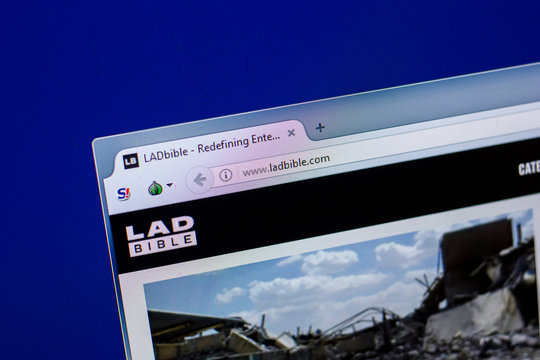 Ryazan, Russia - April 16, 2018 - Homepage of LadBible website on the display of PC, url - ladbible.com.