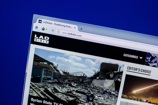 Ryazan, Russia - April 16, 2018 - Homepage of LadBible website on the display of PC, url - ladbible.com.