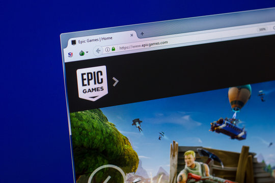 Ryazan, Russia - April 16, 2018 - Homepage of EpicGames website on the display of PC, url - epicgames.com.