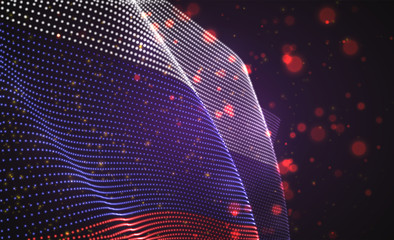 Vector bright glowing country flag of abstract dots. Russia