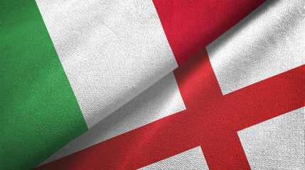 Italy and England two flags textile cloth, fabric texture