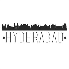 Hyderabad India. City Skyline. Silhouette City. Design Vector. Famous Monuments.