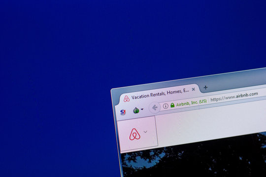 Ryazan, Russia - April 16, 2018 - Homepage of Airbnb website on the display of PC, url - airbnb.com.