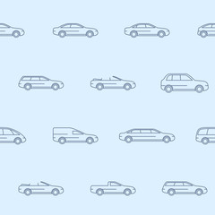 Car background - Vector seamless pattern of transportation for graphic design