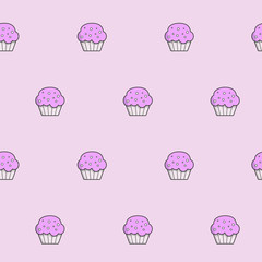 Wrapping paper - Seamless pattern of cake, cupcake and muffin for vector graphic design