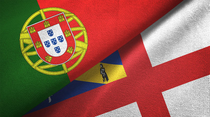 Portugal and Herm two flags textile cloth, fabric texture