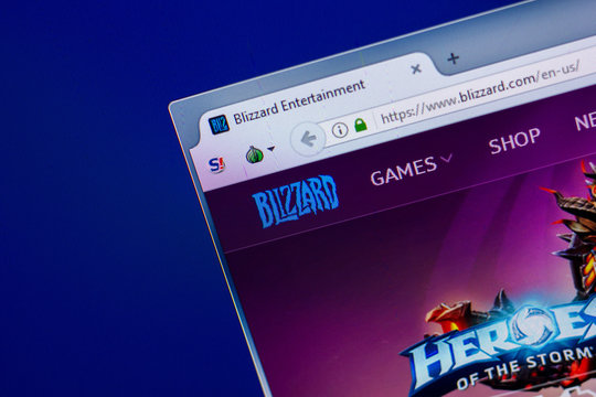 Ryazan, Russia - April 16, 2018 - Homepage of Blizzard website on the display of PC, url - Blizzard.com