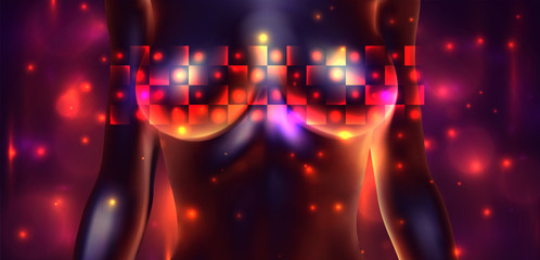 vector female body in bright art style. glow on a colored background. © coffeemill