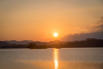 The sunset in POM PEE national park in Thailand