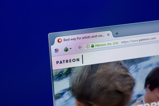 Ryazan, Russia - April 16, 2018 - Homepage of Patreon website on the display of PC, url - Patreon.com