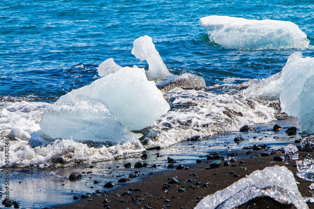 Sticker ocean surf brings ice floes