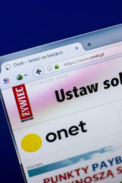 Ryazan, Russia - April 29, 2018: Homepage of Onet website on the display of PC, url - Onet.pl.