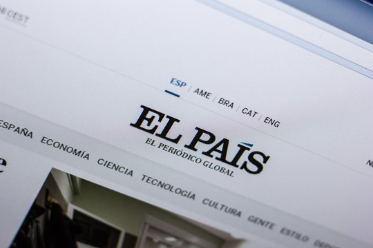 Ryazan, Russia - April 29, 2018: Homepage of Elpais website on the display of PC, url - Elpais.com