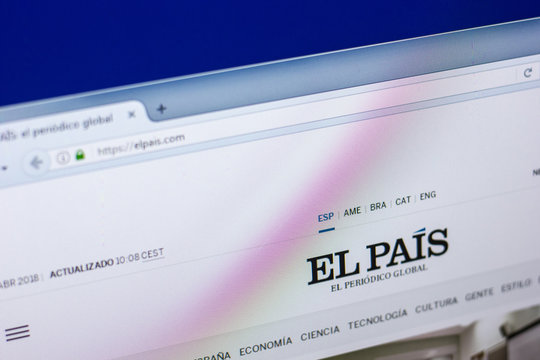 Ryazan, Russia - April 29, 2018: Homepage of Elpais website on the display of PC, url - Elpais.com