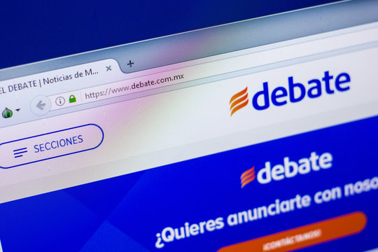 Ryazan, Russia - April 29, 2018: Homepage of Debate website on the display of PC, url - Debate.com.mx.