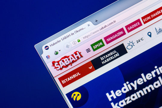 Ryazan, Russia - April 29, 2018: Homepage of Sabah website on the display of PC, url - Sabah.com.tr.
