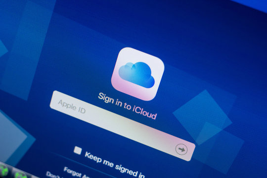 Ryazan, Russia - April 29, 2018: Homepage of iCloud website on the display of PC, url - iCloud.com.