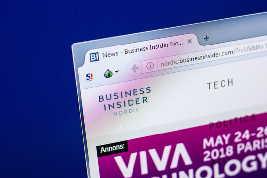Ryazan, Russia - April 29, 2018: Homepage of Businessinsider website on the display of PC, url - Businessinsider.com.