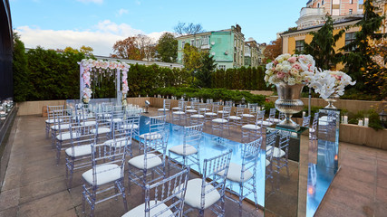 The wedding ceremony in a beautiful garden