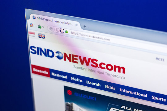 Ryazan, Russia - April 29, 2018: Homepage of Sindonews website on the display of PC, url - Sindonews.com