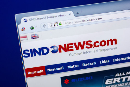 Ryazan, Russia - April 29, 2018: Homepage of Sindonews website on the display of PC, url - Sindonews.com