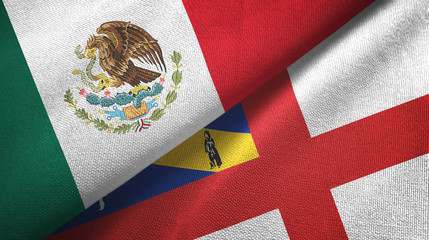 Mexico and Herm two flags textile cloth, fabric texture