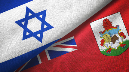 Israel and Bermuda two flags textile cloth, fabric texture