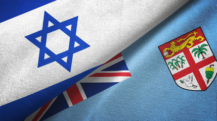 Israel and Fiji two flags textile cloth, fabric texture