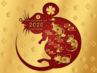 Chinese traditional template of chinese happy new year on red Background as year of rat, healthiness, lucky and infinity concept.