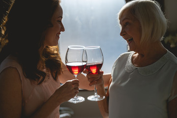 Close up of happy girl that listening to her granny