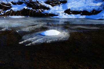 Winter landscape with the river and in frosty day
