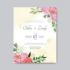 wedding invitation with beautiful and romantic flower templates