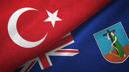 Turkey and Montserrat two flags textile cloth, fabric texture
