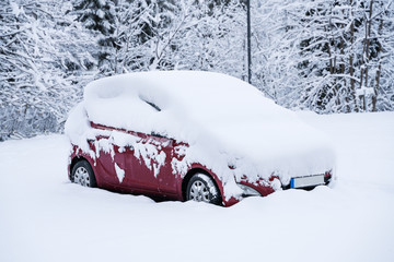 Car Covered With Snow After Snowfall