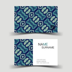 Blue and white business card design on the gray background. With inspiration from the abstract. Vector illustration EPS10. 