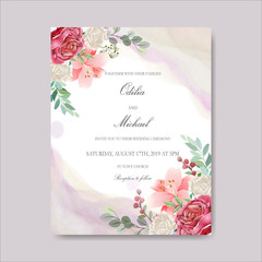 wedding invitation with beautiful and romantic flower templates