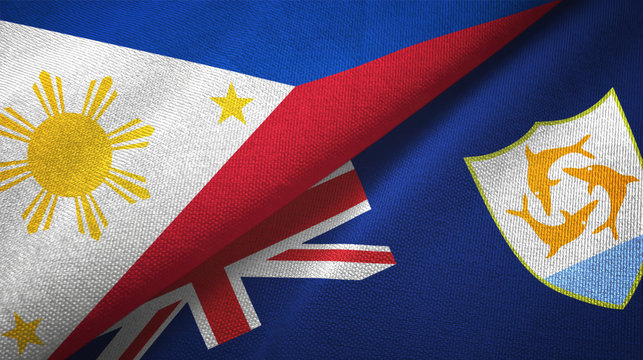 Philippines and Anguilla two flags textile cloth, fabric texture