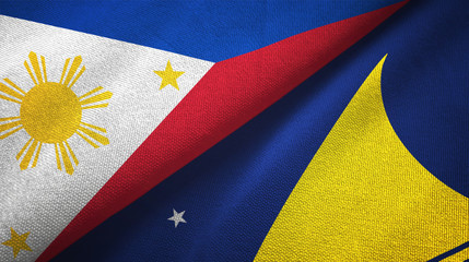 Philippines and Tokelau two flags textile cloth, fabric texture