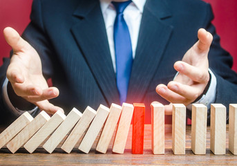 Businessman is surprised by stop of work process. Efficient reliable method. Unreliable,...