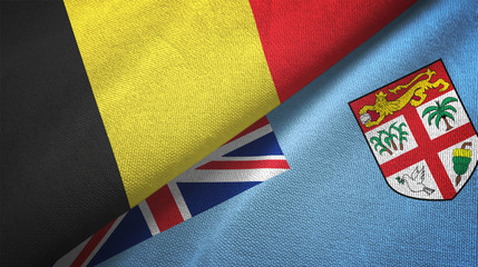 Belgium and Fiji two flags textile cloth, fabric texture