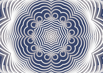 Blue, gray, white color mandala. Oriental illustration. Simple, minimalistic ornament. Yoga, meditation, tantra banner, card template. Floral radial pattern. Boho style flower