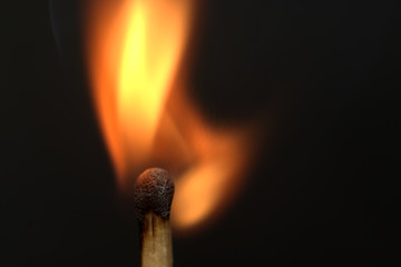 macro shooting of a match sulfur head fire