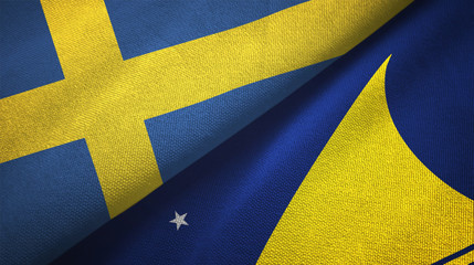 Sweden and Tokelau two flags textile cloth, fabric texture