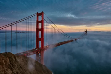 Fotobehang Golden Gate Bridge Golden Gate bridge in San Francisco net na zonsondergang