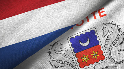 Netherlands and Mayotte two flags textile cloth, fabric texture