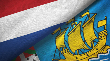 Netherlands and Saint Pierre and Miquelon two flags textile cloth