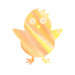 Yellow Orange Easter Chicken. Watercolor hand drawn illustration
