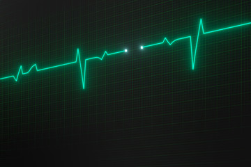 Glowing digital heartbeat line reflecting on the monitor, 3d rendering.