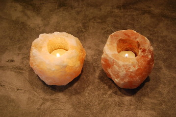 Himalayan Salt Candle Holders side by side